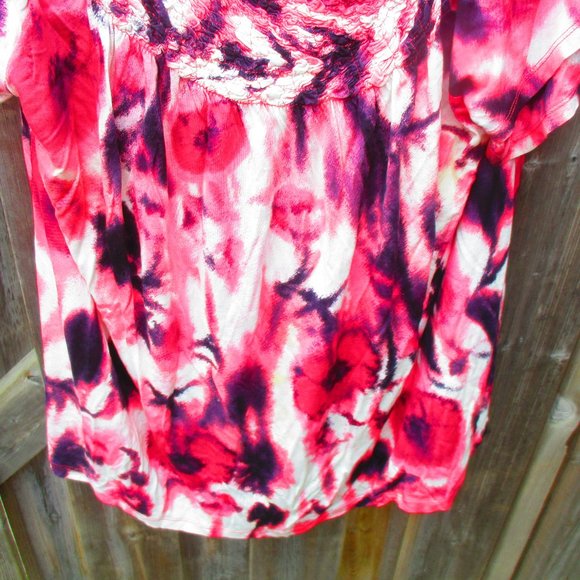 INC Pink Purple & White Poppy Print Tee 1X NEW - Picture 3 of 8